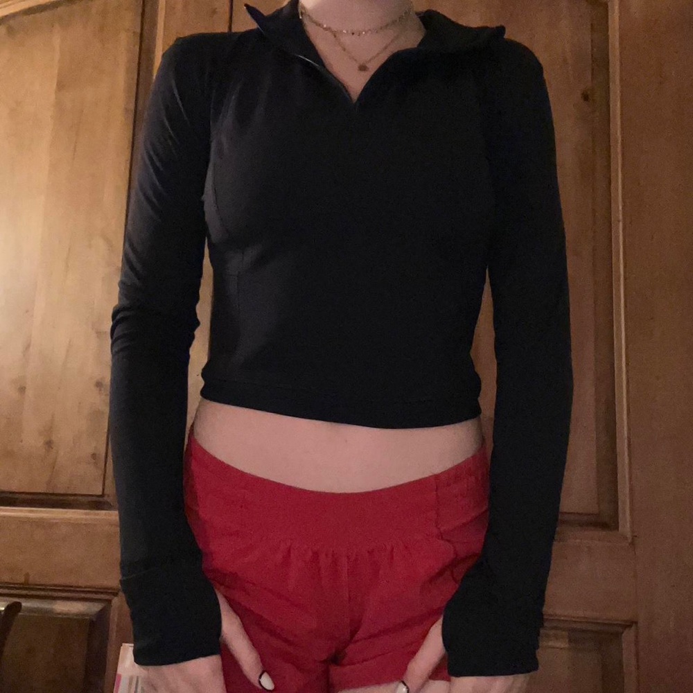 Long Sleeve Crop Zip Up with Thumb holes